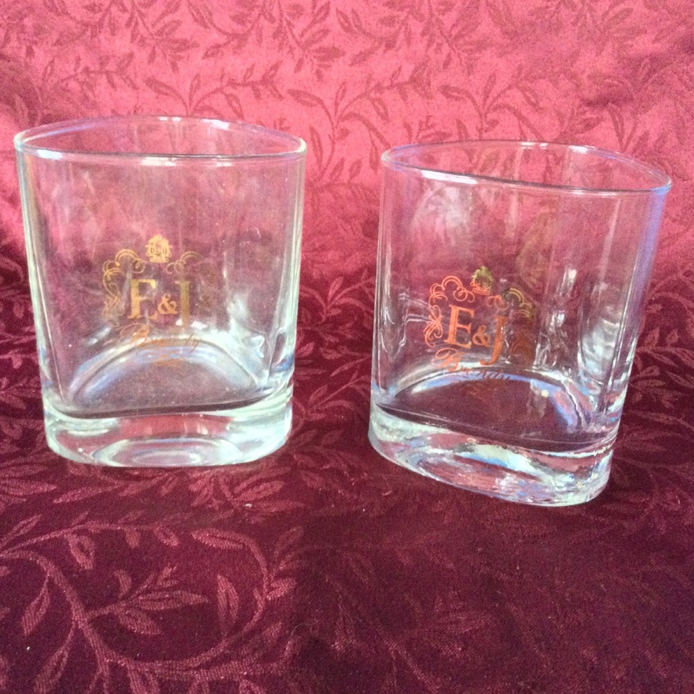 E&J Brandy Glass Set of 2 Bar Glasses Unique shape